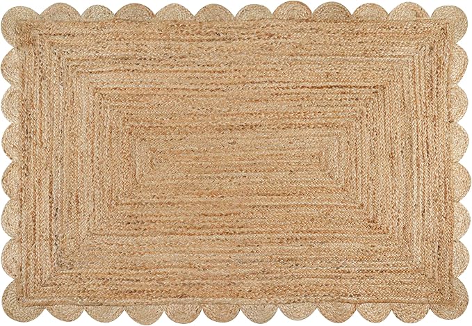 Savi Home Scalloped Jute Rug 4'x6' – Handwoven Natural Area Rug, Farmhouse Boho - Image 9