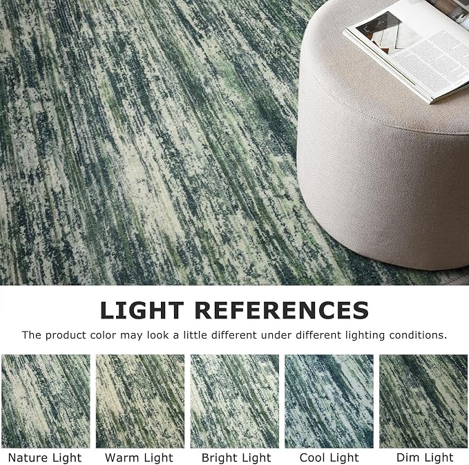 2x3 Modern Abstract Rug for Entryway, Dark Green Super Soft Small Area Rug - Image 4