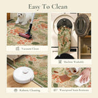 Bavni 2'6''x8 Runner Rug, Microfiber Washable Non-Slip Vintage Floral Rugs - Image 7