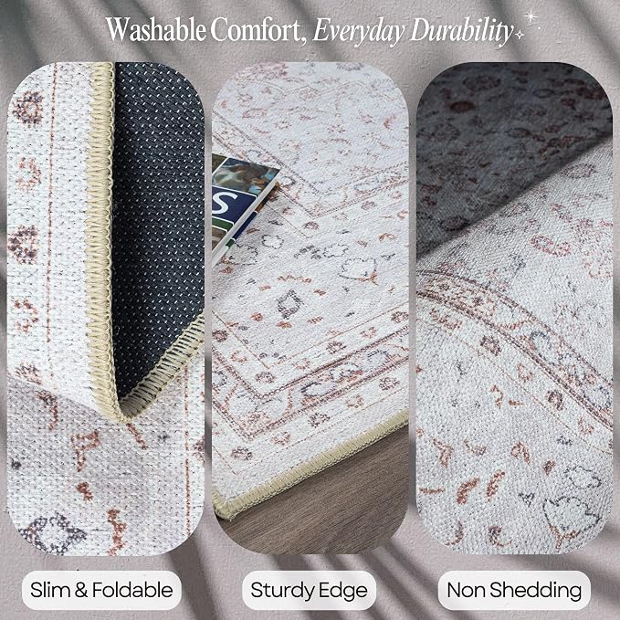 Fame Rugs Turkish Rug. Washable Vintage Oriental Antique Inspired Traditional - Image 3