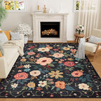 DUKINO 5x7 Area Rug, Floral Design, Lightweight Non Slip Washable, Indoor Low by DUKINO
