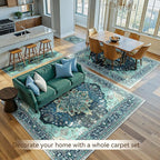 Area Rugs 10'x12' Washable Non-Slip, Floral Vintage Distress Print Pattern - Image 4