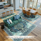 Area Rugs 8'x10' Washable Non-Slip, Floral Vintage Distress Print Pattern - Image 4