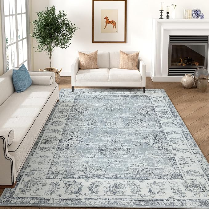jinchan Fiora Washable Area Rug 8x10 by JINCHAN