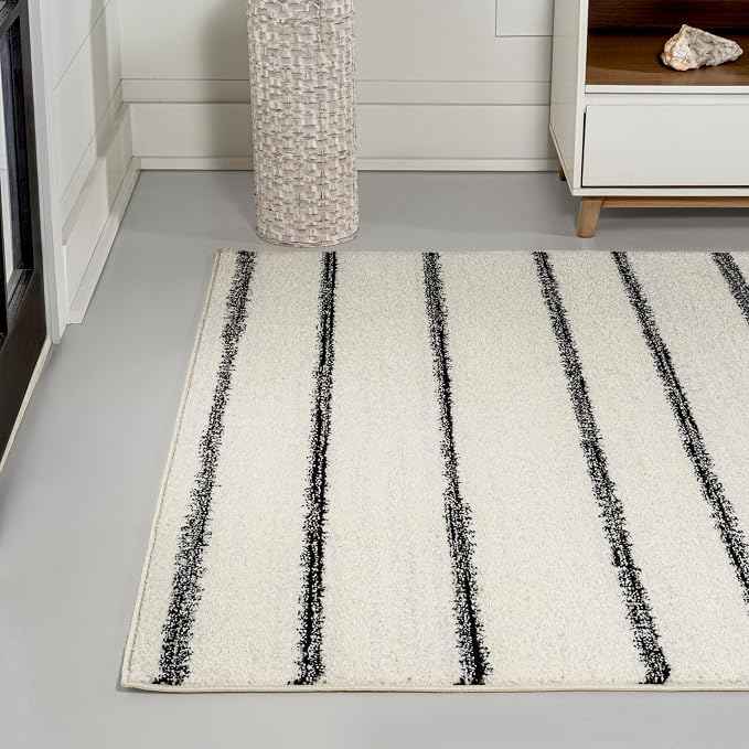JONATHAN Y Williamsburg Minimalist Stripe Cream/Black Indoor Area Rug, - Image 3