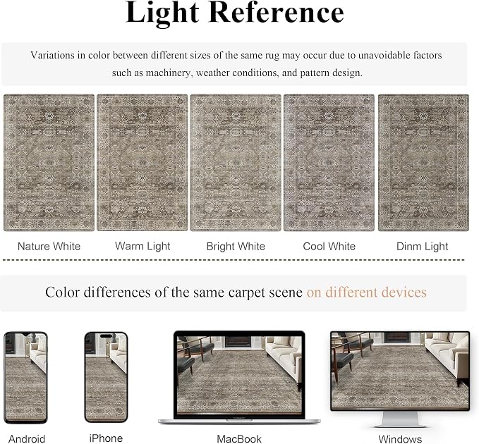 2x3 Entryway Rug Brown Grey Washable Vintage Rugs - Image 4