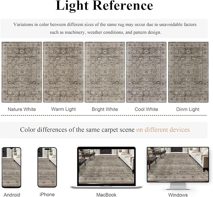 5x7 Washable Rug for Living Room Large Vintage Distressed Bedroom Rug Low Pile - Image 4