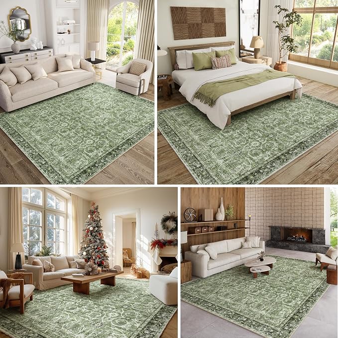8x10 Washable Area Rugs Ultral Soft Non-Slip Stain Resistant Vintage Boho Large - Image 2