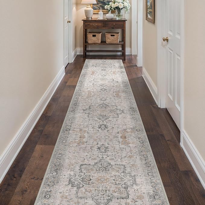 2'6''x14 Runner Rugs for Hallway, Machine Washable Non Slip Vintage Rugs by BESBLEE