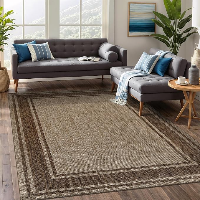 Beverly Rug Large Outdoor Rug 10x14 Modern Bordered Area Rugs - Image 4
