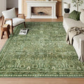 Lahome Moss Green Area Rug 8x10, Machine Washable Low Pile Thin Carpet by Lahome
