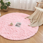 Andency Pink Round Area Rug for Bedroom, Shag Fuzzy Plush Circle Rug 7'X7' for - Image 7