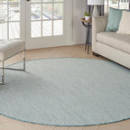 Nourison Home Courtyard Ivory Aqua 8' x Round Area Rug by NourisonHome