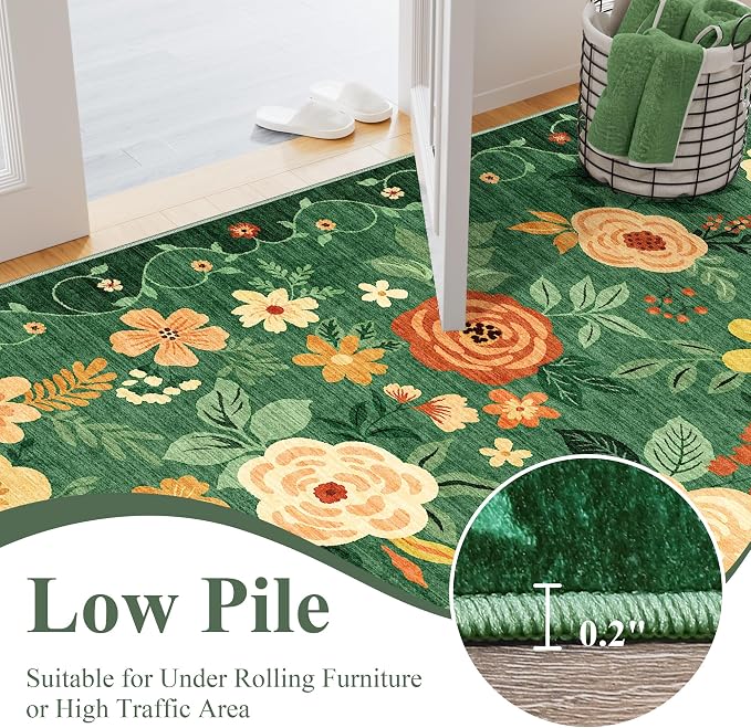 DUKINO 8x10 Area Rug, Floral Rugs - Image 6