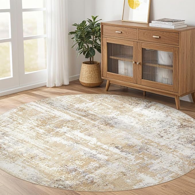 Round Rug Living Room Rugs: 8Ft Washable Circle Large Abstract Modern Soft - Image 8