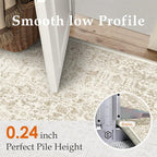 Light Brown Area Rug 8x10 Machine Washable Large Vintage Living Room Distressed - Image 3