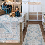 Washable Area Rug. Modern Farmhouse. Vintage. Turkish. Bohemian. Distressed. - Image 4