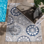 CAMILSON Indoor Outdoor Rug 9x12 Bohemian Medallion Floral Area Rugs - Image 8