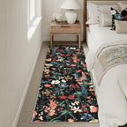 Floral Runner Rug 3x8 Washable Hallway Long Black Bedroom Carpet Non Slip - Image 9
