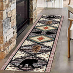 Wild Animal Runner, Bohemian Southwestern Country Hallway Rug, Bear Pine Cone - Image 2