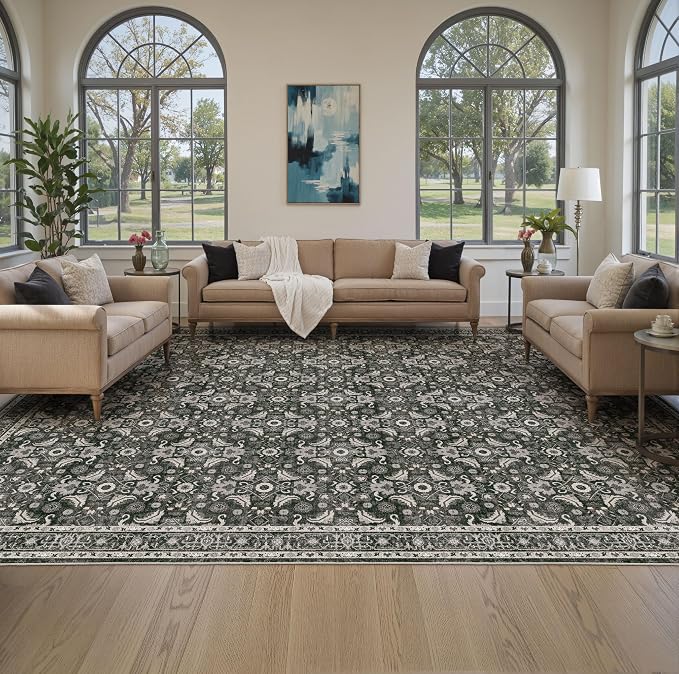 WITSHOCK Living Room Area Rugs 10x13: Soft Non-Slip Backing Washable Rugs by WITSHOCK