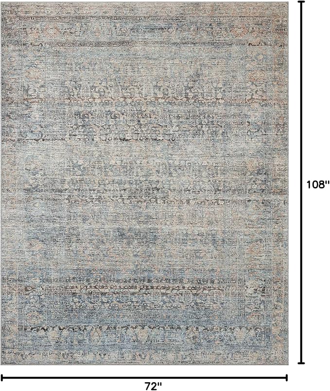 Loloi Amber Lewis Billie Collection, Denim & Blush 6'-0" x 9'-0" Area Rug – - Image 2