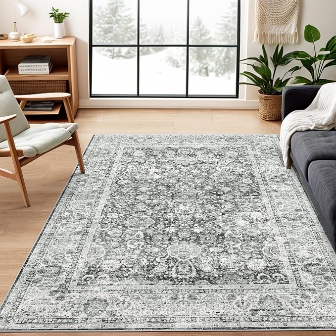 Grey 5x8 Area Rugs for Living Room Machine Washable Rugs Boho 5x8 Rug for - Image 6