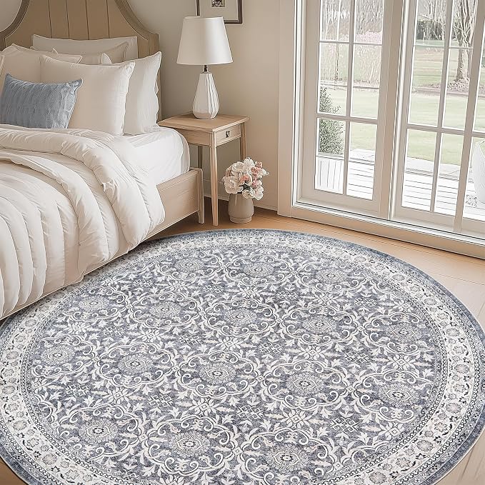 jinchan Round Rug 7ft Washable Circle Soft Rug - Image 3