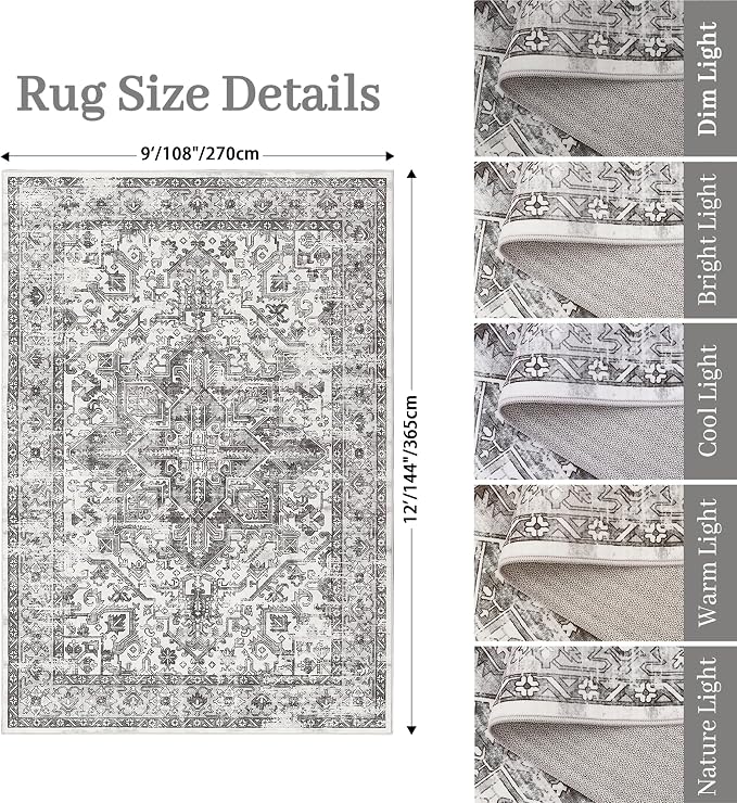 zesthome 9x12 Area Rugs, Stain Resistant Washable Rug, Ultra-Thin Rugs - Image 2