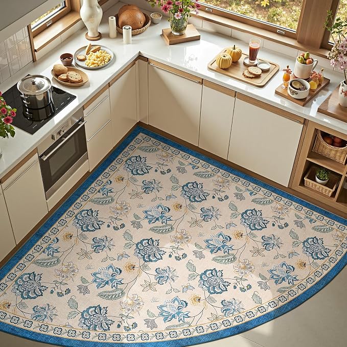 jinchan Elora Floral Corner Rug by JINCHAN