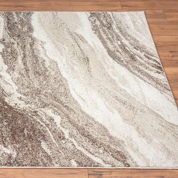 LUXE WEAVERS Lagos Collection 7983 Brown 5x7 Art Deco Geometric Area Rug - Image 8