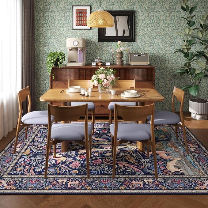 Rugcomf 8x10 Area Rugs Vibrant Tree of Life-Patterned Vintage Washable Area Rug - Image 4