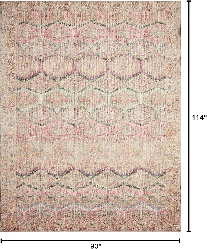 Loloi Layla Collection LAY-17 Pink/Lagoon 7'-6" x 9'-6" .13" Thick Area Rug - Image 2