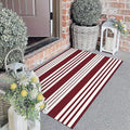 KOZYFLY Striped Outdoor Rug Red and White 27.5x43 Inches Front Door Rug by KOZYFLY
