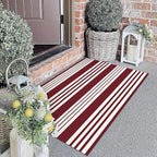 KOZYFLY Striped Outdoor Rug Red and White 27.5x43 Inches Front Door Rug by KOZYFLY