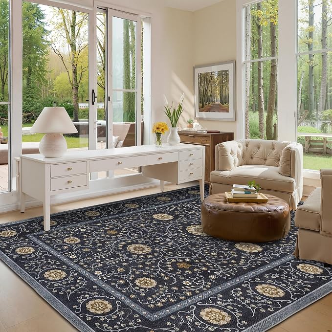 GarveeHome Boho 6x9 Area Rug for Living Room, Floral Vintage Rugs for Bedroom - Image 5
