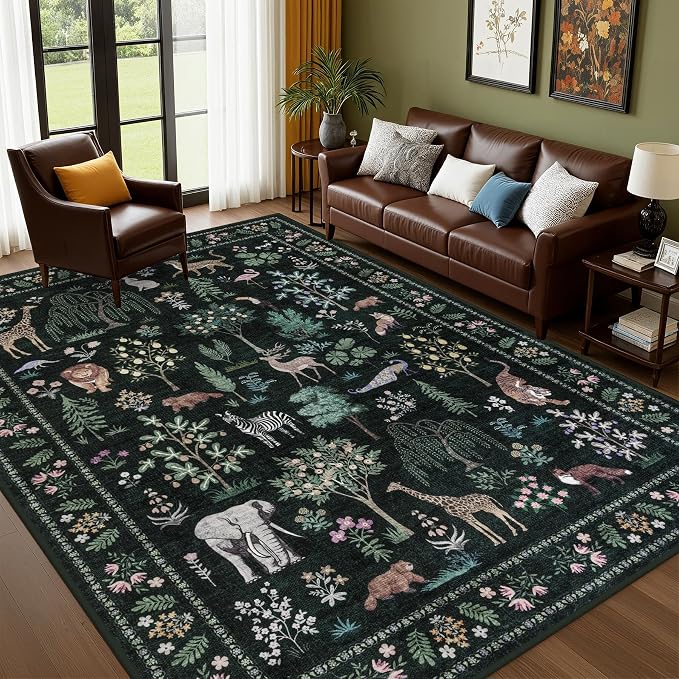 6x9 Area Rugs Living Room Rug: Vintage Washable Rug Floral Soft Carpet Indoor - Image 9