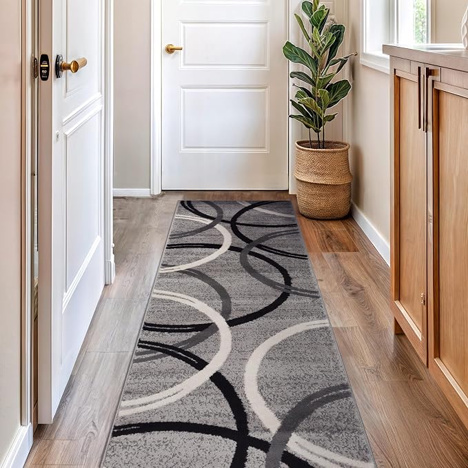 Rugshop Wavy Circles Design Runner Rug, Carpet - Image 10