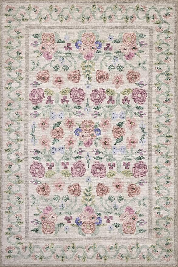 Loloi Rifle Paper Co. Rosa Collection RSA-01 Ivory 2'-6" x 12'-0" Runner Rug - Image 4