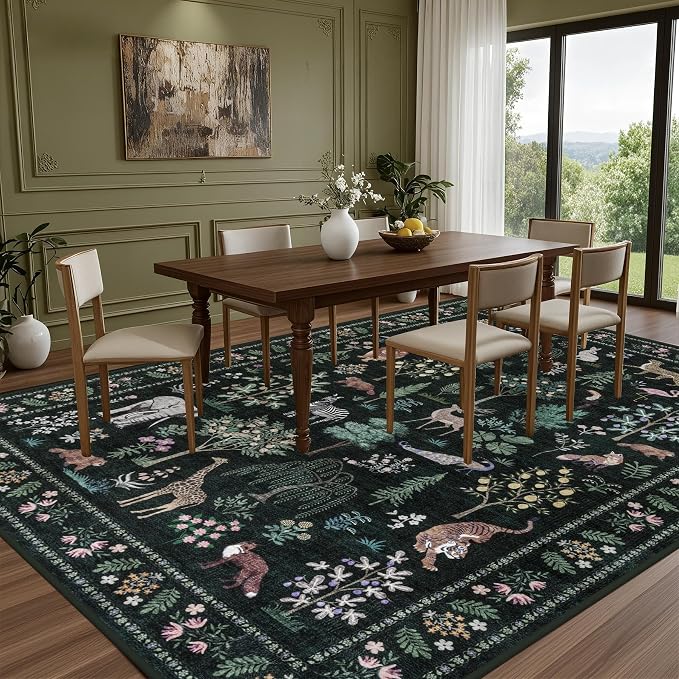 6x9 Area Rugs Living Room Rug: Vintage Washable Rug Floral Soft Carpet Indoor - Image 3