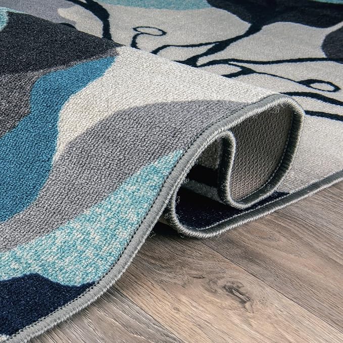 Rugshop Gray Large Floral Non-Slip Runner Rug Fade Resistant - Image 4