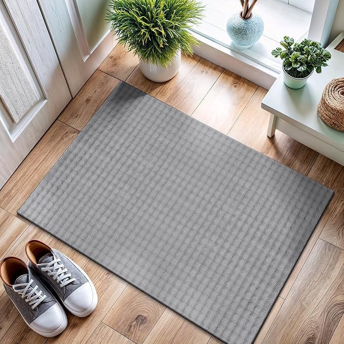 CAMILSON Modern Gray Non Slip Door Mat Rug 2x3 Ultra Soft High Pile Entryway - Image 4