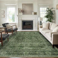 6x9 Green Washable Rug for Living Room Large Vintage Distressed Bedroom Rug Low by Zeeinx