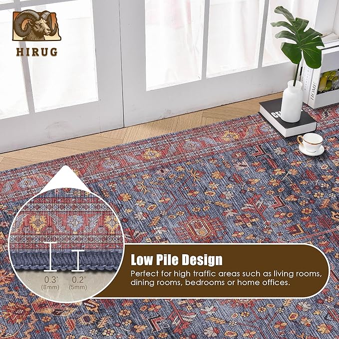 Washable Area Rug 8' x 10' Vintage Traditional Persian Mat - Image 5