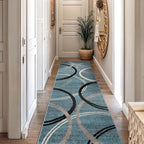 Rugshop Modern Wavy Circles Design Runner Rug, Non-Shedding Carpet - Image 8