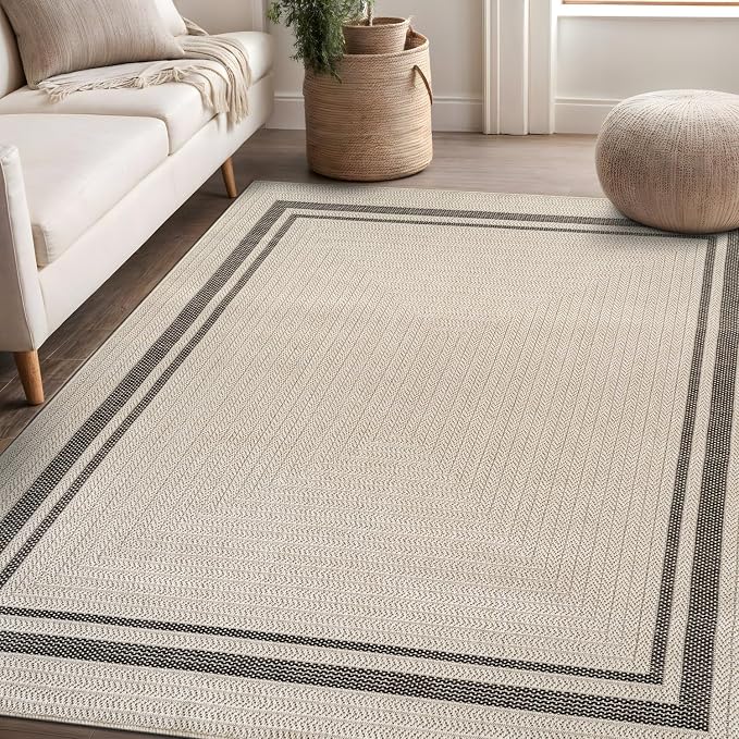 Beverly Rug Easy Jute Bordered Rug 9x12 Washable Large Indoor Outdoor Area Rugs - Image 9