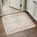 Beige Area Rug 2x3 Washable Vintage Entryway Carpet Low Pile Non Slip by PureCozy