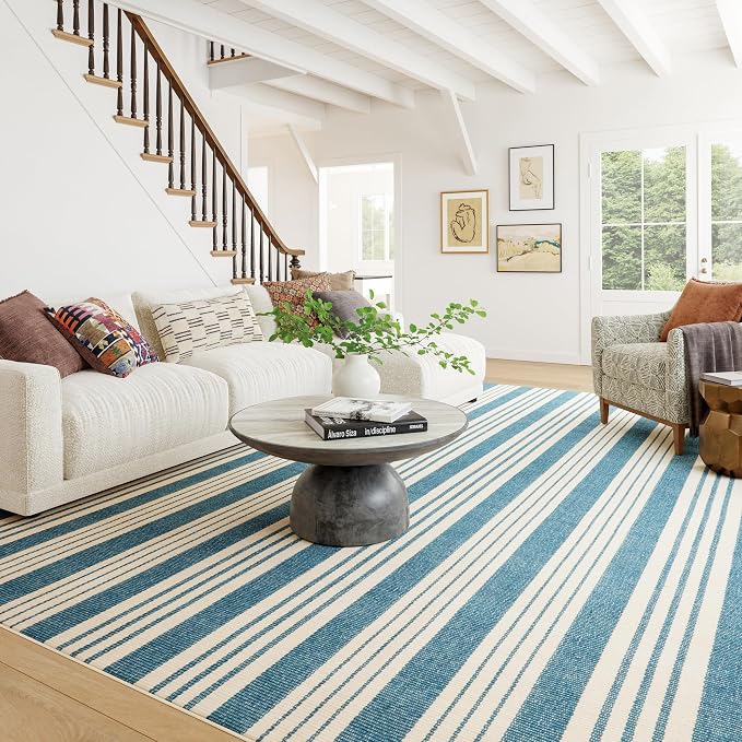 Dash & Albert Talos Blue Machine Washable Rug, 6 X 9 Feet - Image 2