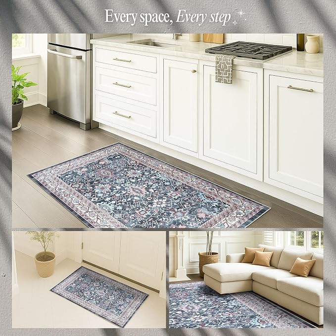 Fame Rugs Turkish Rug. Washable Vintage Oriental Antique Inspired Traditional - Image 5