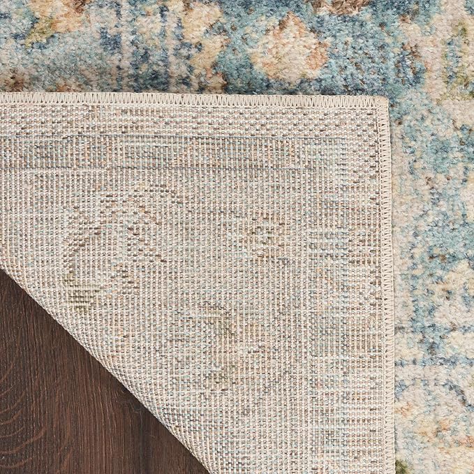 Nourison Home Astra Machine Washable Beige Blue 2'2" x 8' Area Rug - Image 8